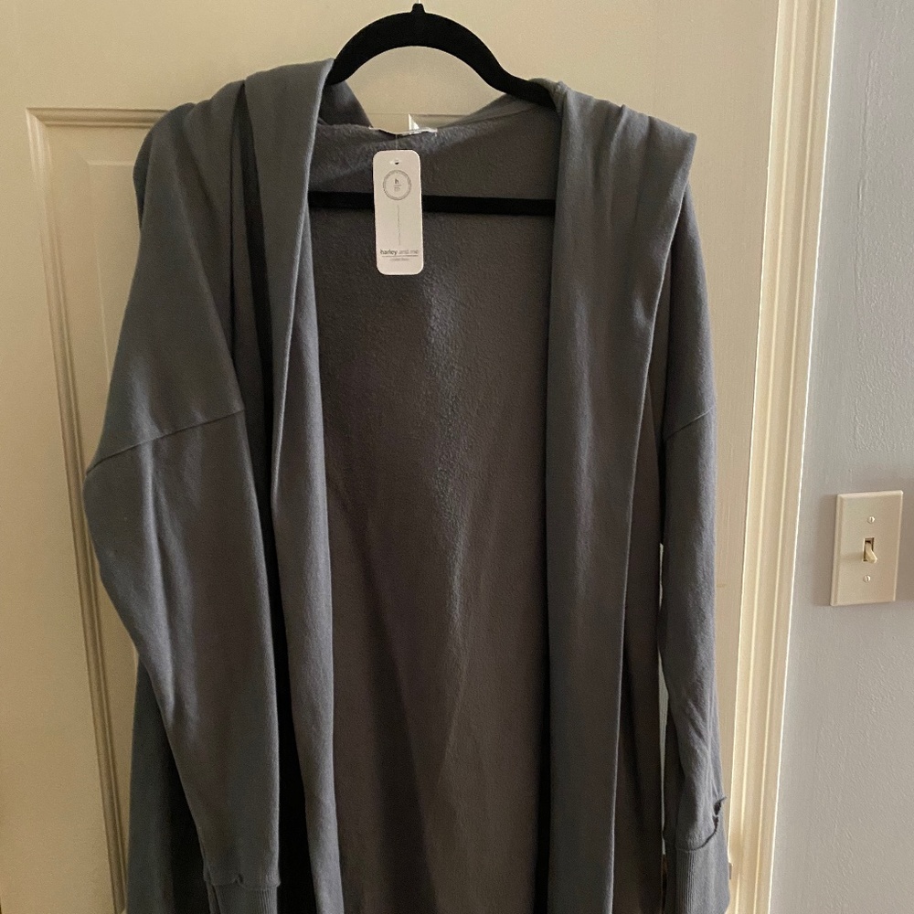 Hooded long grey Harley and Me cardigan